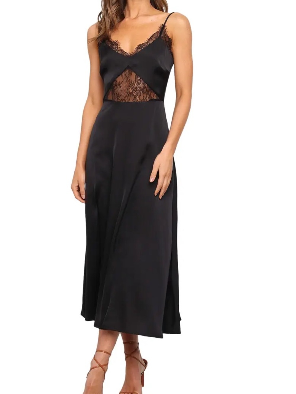 Petal & Pup black lace midi dress